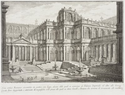 Antikt forum omgivet av pelargångar av Giovanni Battista Piranesi