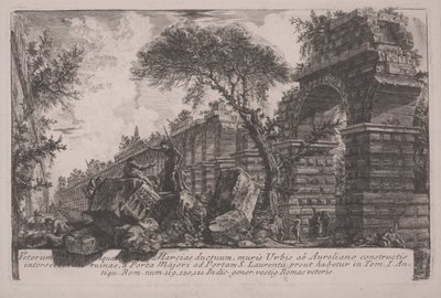 Antikes Aquädukt der Acqua Marcia an den von Aurelian errichteten Stadtmauern von Giovanni Battista Piranesi