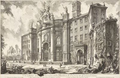 Utsikt över fasaden på basilikan Santa Croce in Gerusalemme av Giovanni Battista Piranesi
