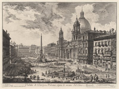 Vy över Piazza Navona med ruinerna av Domitianus stadion (ur: Vedute di Roma) av Giovanni Battista Piranesi
