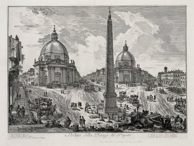 Vy över Piazza del Popolo (ur: Vedute di Roma) av Giovanni Battista Piranesi