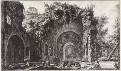 Utsikt över Egerias källa och grottor framför Porta Capena, nu Porta di San Sebastiano av Giovanni Battista Piranesi
