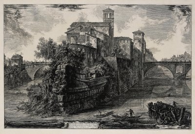 Vy över Tiberön (ur: Vedute di Roma) av Giovanni Battista Piranesi