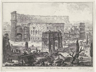 Bogen von Konstantin und das Kolosseum in Rom von Giovanni-Battista Piranesi