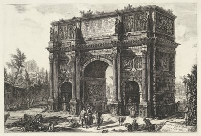 Boog van Constantijn i Rom Utsikt över Konstantins båge (titel på objekt) Gezichten op Rome (serietitel) Utsikt över Rom designad och graverad av Giambattista Piranesi-arkitekten Ve (nez) iano (serietitel) av Giovanni Battista Piranesi