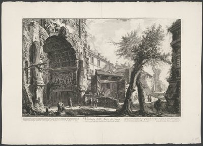 Boog van Titus i Rom Utsikt över Titusbågen (titel på objekt) Gezichten op Rome (serietitel) Utsikt över Rom designad och graverad av Giambattista Piranesi-arkitekten Ve (nez) iano (serietitel) av Giovanni-Battista Piranesi