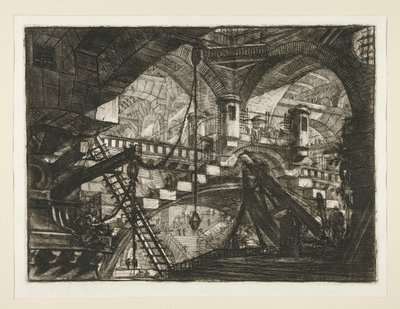 Carceri, XI: Bågen med en skalprydnad av Giovanni-Battista Piranesi