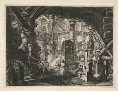 Carceri, XVI: Piren med kedjor av Giovanni-Battista Piranesi