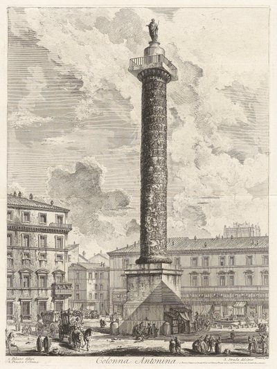 Colonna Antonina (Marcus Aurelius kolumn), från Vedute di Roma (Utsikt över Rom) av Giovanni Battista Piranesi