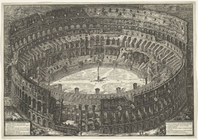 Colosseum te Rom Utsikt över den flaviska amfiteatern känd som Colosseum (titel på objektet) Gezichten op Rome (serietitel) Utsikter över Rom tecknade och graverade av Giambattista Piranesi-arkitekten Ve(nez)iano (serietitel) av Giovanni Battista Piranesi