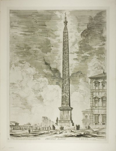 egyptisk obelisk. Denna restes av påven Sixtus V på Piazza av St. John Lateran, från utsikt över Rom av Giovanni Battista Piranesi