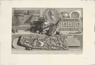 Fragment från Caecilia Metellas grav i Rom Arkeologiska fynd i och runt Rom (serietitel) Le Antichita Romane (serietitel) av Giovanni-Battista Piranesi