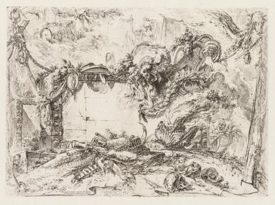 Groteschi: Ruinen mit Schädeln und einer rauchenden Vase von Giovanni Battista Piranesi