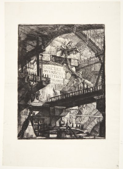 Fantasifulla fängelser. Titel av Giovanni Battista Piranesi