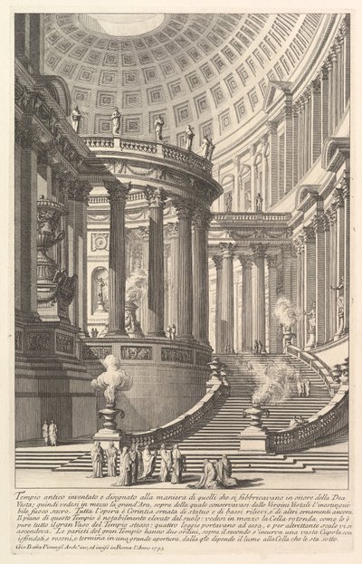 Fantasifullt antikt tempel designat i stil med dem som byggdes för att hedra gudinnan ..., ca. 1750. av Giovanni Battista Piranesi