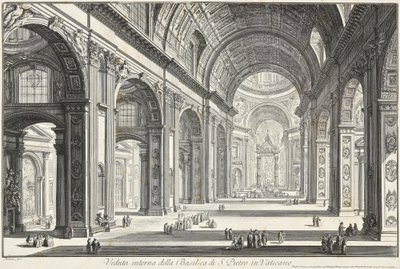 Interiör av Peterskyrkan i Vatikanen av Giovanni Battista Piranesi