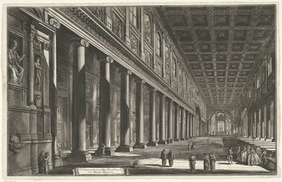 Interieur van de Santa Maria Maggiore i Rom Interiörvy av basilikan S. Maria Maggiore (titel på objektet) Gezichten op Rome (serietitel) Utsikt över Rom designad och graverad av Giambattista Piranesi-arkitekten Ve (nez) iano (serietitel) av Giovanni-Battista Piranesi