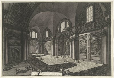 Interieur van de Santa Maria degli Angeli e dei Martiri i Rom Invändig vy av kyrkan Madonna degli Anioli i Certosa som tidigare var huvudhallen i Diocletianus bad (titel på objektet) Gezichten op Rome (serietitel) av Giovanni Battista Piranesi