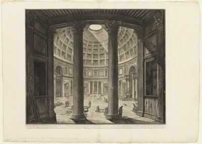 Inre vy av Pantheon, från utsikt över Rom av Giovanni Battista Piranesi