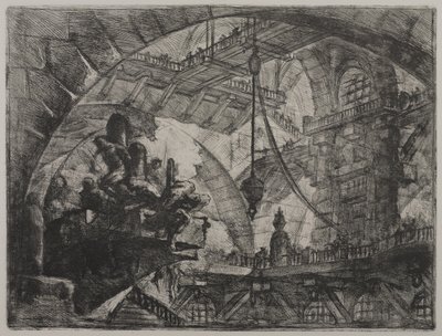 Invenzioni Capric di Carceri; Hind 13, Erster Zustand von drei, ca. 1749 von Giovanni Battista Piranesi