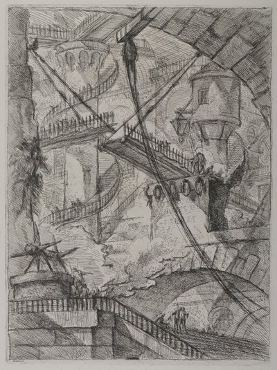 Invenzioni Capric di Carceri; Hind 7, Erster Zustand von drei, ca. 1749 von Giovanni Battista Piranesi