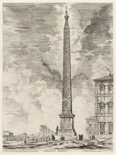 Egyptisk obelisk. Denna restes av påven Sixtus V på Piazza di S. Gio. Laterano, ur Vedute di Roma (Vyer över Rom) av Giovanni Battista Piranesi
