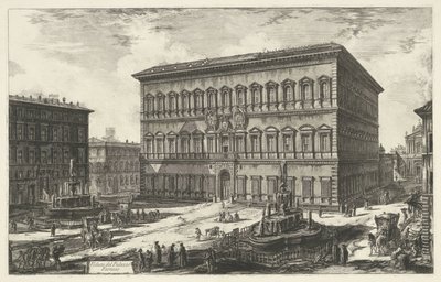Palazzo Farnese i Rom Utsikt över Palazzo Farnese (titel på objekt) Gezichten op Rome (serietitel) Utsikt över Rom designad och graverad av Giambattista Piranesi-arkitekten Ve (nez) iano (serietitel) av Giovanni Battista Piranesi