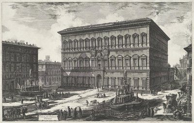Palazzo Farnese i Rom Utsikt över Palazzo Farnese (titel på objekt) Gezichten op Rome (serietitel) Utsikt över Rom designad och graverad av Giambattista Piranesi-arkitekten Ve (nez) iano (serietitel) av Giovanni-Battista Piranesi