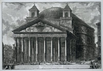 Pantheon i Rom Utsikt över Pantheon of Agrippa idag Church of S. Maria ad Martyres (titel på objektet) Gezichten op Rome (serietitel) Utsikter över Rom tecknade och graverade av Giambattista Piranesi-arkitekten Ve(nez)iano (serietitel) av Giovanni Battista Piranesi