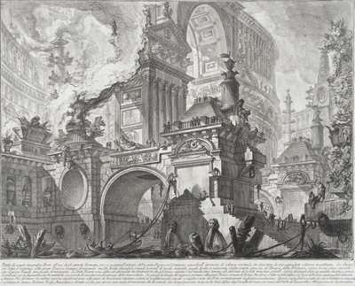 En del av en rymlig och magnifik hamn för de gamla romarnas användning som vetter mot ett stort marknadstorg, 1761-80 av Giovanni Battista Piranesi