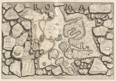 Plan över Rom ritad med situationen för alla antika monument av Giovanni-Battista Piranesi
