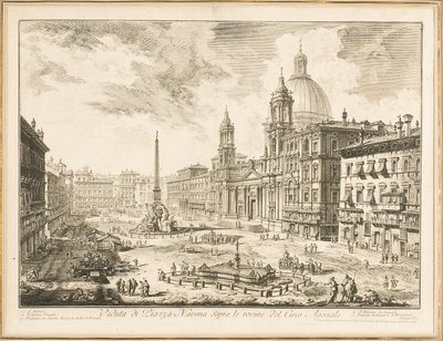 Piazza Navona, tallrik från "Views of Rome" av Giovanni Battista Piranesi