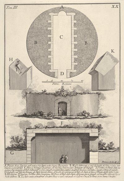 Plan över en grav på Appian Way i Vigna Buonamici Plan över en grav på den antika Via ..., 1756. av Giovanni Battista Piranesi