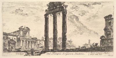 Plåt 10: Ruinerna av Jupiters tempel Stator Jupiter Supportern. 1. Tempel av ..., ca. 1748. av Giovanni Battista Piranesi