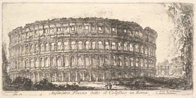 Tafel 12: Flavisches Amphitheater, genannt das Kolosseum. 1. Konstantinsbogen. 2. Palat..., ca. 1748 von Giovanni Battista Piranesi