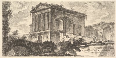 Plansch 26: Clitumnus tempel mellan Foligno och Spoleto, ur «Några vyer över triumfbågar och andra monument uppförda av romarna, av vilka några ses i Rom och andra i Italien» av Giovanni Battista Piranesi