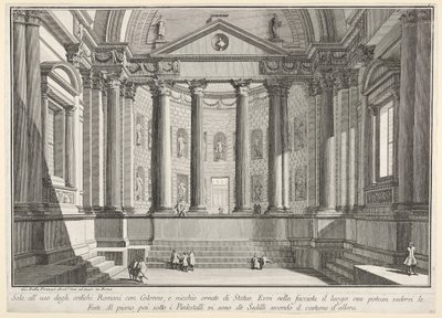 Tafel 9: Säulenhalle nach dem Brauch der alten Römer, und Nischen geschmückt..., 1743 von Giovanni Battista Piranesi