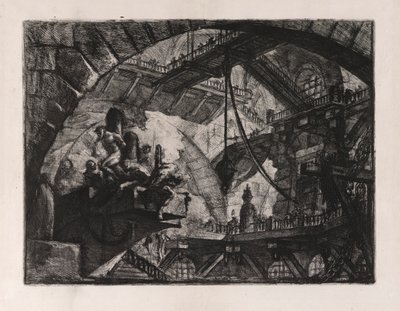 Prisoners on a Projecting Platform, skylt 10 från Carceri d av Giovanni Battista Piranesi