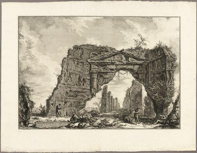 Rester av en täckt portik, eller en kryptoportik, i en villa i Domitianus, fem miles utanför Rom på Frascati-vägen, från utsikt över Rom av Giovanni Battista Piranesi