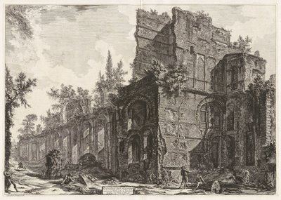 Ruiner av en av soldaternas kaserner nära en av Hadrianus framstående byggnader i hans villa i Tivoli, det så kallade Pretorio av Giovanni Battista Piranesi