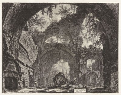 Ruiner av ett skulpturgalleri i Hadrianus villa i Tivoli [egentligen de stora baden], ur Vedute di Roma (Vyer över Rom) av Giovanni Battista Piranesi