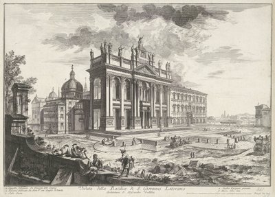 Sint-Jan van Lateranen i Rom Utsikt över basilikan S. Giovanni Laterano (titel på objekt) Gezichten op Rome (serietitel) Utsikter över Rom tecknade och graverade av Giambattista Piranesi-arkitekten Ve(nez)iano (serietitel) av Giovanni-Battista Piranesi