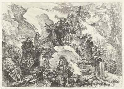 Skelett och skulpturer Capricci decorativi (tidigare serietitel) Grotteschi (serietitel) av Giovanni-Battista Piranesi