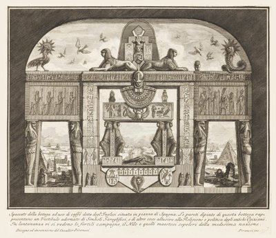 Utskärning av kaféet som heter den engelska som ligger på Piazza di Spagna..., från olika sätt att pryda stigarna av Giovanni Battista Piranesi