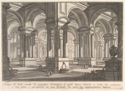 Trappor prydda av magnifik arkitektur. . . Gruppo di Scale ornato di magnif..., ca. 1750 av Giovanni Battista Piranesi