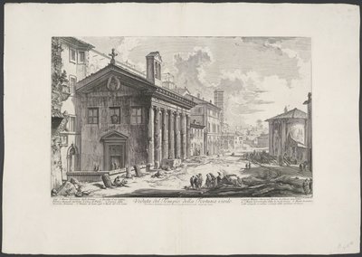 Tempel des Portunus in Rom von Giovanni-Battista Piranesi