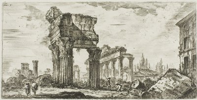 Temple of Jupiter Tonans [Jupiter the Thunderer]. 1. Temple of Concord, skylt 7 från Some Views of Triumphal Arches and other monuments av Giovanni Battista Piranesi
