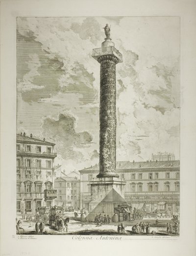 Marcus Aurelius kolumn, från utsikt över Rom av Giovanni Battista Piranesi