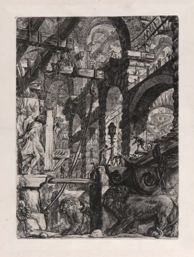 The Lion Bas-Reliefs, skylt 5 från Carceri d av Giovanni-Battista Piranesi
