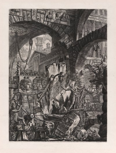 The Man on the Rack, skylt 2 från Carceri d av Giovanni-Battista Piranesi